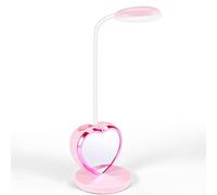 Pesfehhy LED Desk Lamp for Girls, Rechargeable LED Desk Lamp with USB Charging Port & Pen Holder, Eye-Caring Dimmable Pink