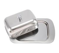 Pesfehhy Luxious Stainless Steel Butter Dish Box Container Shiny Cheese Server Storage Keeper Tray with Easy to Hold Lid