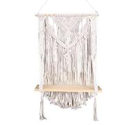Pesfehhy Macrame Wall Hanging Shelf, Single Tier Wood Floating Hanging Shelf Organizer Hanger, Wall Decor