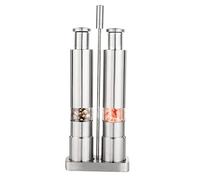 Pesfehhy Manual Salt and Pepper Grinder Set Thumb Push Pepper Mill Stainless Steel Spice Sauce Grinders with Metal Holder