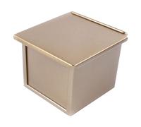 Pesfehhy Mini Loaf Pan with Lid, Dough Capacity Non-Stick Rectangle Flat Toast Box for Oven Baking Gold