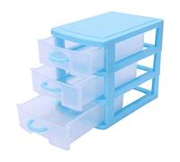 Pesfehhy Mini translucent Drawer type plastic Storage Box（Blue 3 Layers）