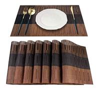 Pesfehhy Placemat, 8 Woven Vinyl Placemats Per Group, Bamboo PVC Insulation Mat Meal Suitable for Kitchen Table