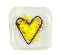 Pesfehhy Pocket Token Glass Heart Card Keepsake Gift -Heart Keepsake Pocket Cards-Fused Glass Heart Pocket Token Yellow Easy to Use 4 X 4cm