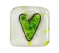 Pesfehhy Pocket Token Glass Heart Card Keepsake Gift -Heart Keepsake Pocket Cards-Fused Glass Heart Pocket Token Green