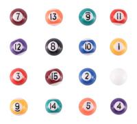 Pesfehhy Professional 25mm Children Billiards Table Balls Set Resin Small Pool Cue Balls Full Set 16 Pcs Mini Billiard Balls Set