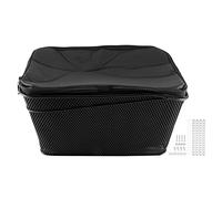 Pesfehhy Rear Bike Basket Large Capacity Rear Bicycle Cargo Rack Mount Metal Wire Bike Storage Basket with Waterproof Cover A