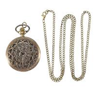 Pesfehhy Retro Antique Bronze Spiderweb Pattern Pocket Watch Quartz Clock Necklace Pendant