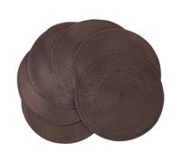 Pesfehhy Round Braided Placemats Set of 6 Table Mats for Dining Tables Woven Washable Non-Slip Place Mats 15 Inch(Brown)