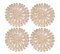 Pesfehhy Round Woven Placemat for Dining Table,Natural Braided Rattan Tablemat Hollow Wicker Plates for Holiday Kitchen Table Mat