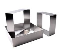 Pesfehhy Set of 3 Cake Molds Rings, Square Mousse Mold Stainless Steel Cake Ring Non-Stick Dessert Ring Pastry Mould Baking Tool