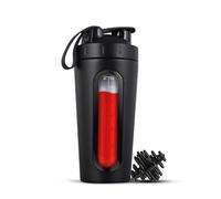 Pesfehhy Shaker Bottles for Protein Mixes Stainless Steel Protein Shaker Not Stays Cold/Hot, Visible Window Metal Shaker Cups-B Easy Install Easy to Use