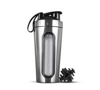 Pesfehhy Shaker Bottles for Protein Mixes Stainless Steel Protein Shaker Not Stays Cold/Hot, Visible Window Metal Shaker Cups-A Easy to Use