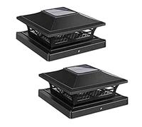 Pesfehhy Solar Post Cap Lights Outdoor Deck Fence Post Light Deck Fence Post Light for 3.5x3.5 5.5x5.5 Wooden Vinyl Posts Patio Garden Decor Black 2PCS