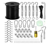 Pesfehhy String Light Hanging Kit,Outdoor Light Wire,Ball Light String Hanging Kit,200FT Coated Stainless Steel 304 Cord Cable