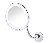 Pesfehhy Suction Cup Folding Mirror White Mirror 360 Degree Rotation LED 10X with Strong Suction Cup Portable Cordless Travel Home Mirror