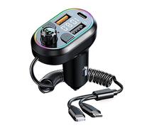 Pesfehhy Wireless Car Charger Bluetooth 5.0 FM Transmitter Radio Receiver Support Five Devices Charging HiFi Music 7 Colors Replacement
