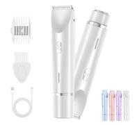 Peshoriadm Shaver, Peshoriadm Comfort 2 in 1 Electric Lady Shaver, Dual Head Bikini Trimmer, IPX7 Waterproof Wet & Dry Use for Any Par(White)