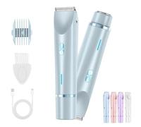 Peshoriadm Shaver, Peshoriadm Comfort 2 in 1 Electric Lady Shaver, Dual Head Bikini Trimmer, IPX7 Waterproof Wet & Dry Use for Any Par(Blue)