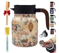 Peshoriadm Teapot, Vintage Floral Pattern Tea Thermos - Built-in Infuser, 1000ml Stainless Steel Vintage Floral Pattern Teapot with Lid for Hot Drinks, Detachable Insulated Teapot (Style D, 1000ML)