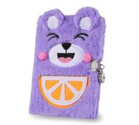 PESLNG Secret Diary for Girls with Lock, Plush Journal for Kids, Private Notebook, for School, Birthday, or Travel (Purple Bear, Multi)