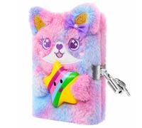 PESLNG Secret Diary Girl with Lock, Plush Notebook with Padlock, Kids Private Notebook, Gift Notepads School Office Travel Notebooks (Magic Star, Multi)