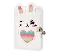 PESLNG Secret Diary Girl with Lock, Plush Notebook with Padlock, Private Notebook, Gift Notepads School Office Travel Notebooks, Children's Diary (Rainbow Rabbit, Multi)