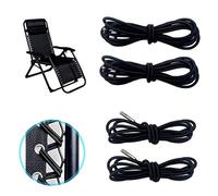 Peslogy 4pcs Black Replacement Cord for Zero Gravity Chair Universal Elastic Chair Repair Cord Ties Kit for Sun Loungers, Garden Chairs, Outdoor Recliners, Folding Chairs, Bungee Chairs