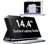 Peslv Privacy Screen for 14.4 Inch Surface Laptop Studio, MagicSuction™ Removable Anti Spy Black Protector, Glare Blue Light Filter for Microsoft Laptop Computer Monitor