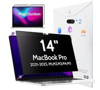 Peslv Privacy Screen for MacBook Pro 14 Inch (2021-2025, M1, M2, M3, M4, M5), MagicSuction™ Removable Anti Spy Black Protector, Glare Blue Light Filter for Mac Laptop Computer