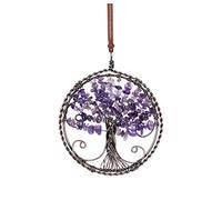 PESOENTH Amethyst Life Tree Dream Catcher Wall Hanging Decor Boho Handmade Purple Crystals and Healing Stones Dreamcatcher Car Window Hanging Decorations Home Bedroom Wall Art Ornament