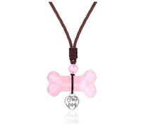 PESOENTH Healing Crystal Gemstone Dog Bone Shape Stone Pendant Necklace Jewelry Dog Memorial Gifts for Women Dogs Mom Pet Remembrance Gift Loss of Dogs Sympathy Gift, Rose Quartz, rose quartz