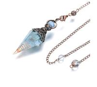 PESOENTH Pendulum Crystal,Aquamarine Healing Spiritual Hexagonal Crystal Pendulum for Dowsing Divination Tools witchcraft Supplies Gifts, Stone