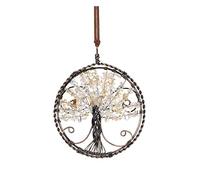 PESOENTH Tree of Life Dream Catcher Hanging Ornament Handmade Citrine Yellow Dream Catchers Tree of Life Crystal Suncatcher Window Wall Art Hanging Decorations for Home Office Decor