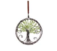 PESOENTH Tree of Life Dream Catcher Hanging Ornament Handmade Peridot Dream Catchers Green Tree of Life Crystal Suncatcher Window Wall Art Hanging Decorations for Home Office Decor