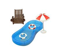 Pesoncarl 1 Set Doll House Simulation Cute Mini Home Swimming Pool Beach Chair Model Set Small Ornaments Children's Toys Dollhouse Decoration, Pool Toys