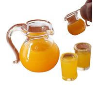 Pesoncarl 1 Set Dollhouse Miniatures, 1:12 Dollhouse Kitchen Accessories Orange Juice Drink Set, Jug with 2Pcs Glass Cup Kit Orange Juice Model Ornaments Living Room Scene Accessories, Toys