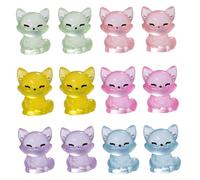Pesoncarl 12Pcs Mini Resin Animals, 1x0.8 Mini Fox Figurine, Glow in The Dark Tiny Resin Animals for Dollhouse Aquarium Decor Micro Fairy Garden Landscape, Garden