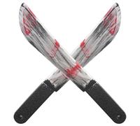 Pesoncarl 2 Pcs Halloween Knife, Realistic Bloody Butcher Knife Props, 2.2x15.7in Plastic Handheld Decorative Toy for Party, Prank, Cosplay, Decorations, Halloween 2025