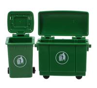 Pesoncarl 2Pcs Miniature Trash Can with Openable Lid, Dollhouse Mini Trash Can Model Outdoor Scene Prop for DIY Crafts Doll House Furniture, Green Party Favour