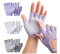 Pesoncarl 3 Pairs Yoga Gloves, Half Finger Non Slip Pilates Gloves with Grips for Women, Breathable Training Mitten for Gym Exercise Workout, Boys