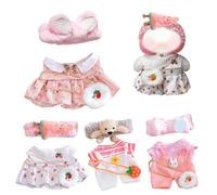 Pesoncarl 4 Set Clothes for Stuffed Animals for 12'' Plush Duck Kawaii Baby Doll Clothes Set with Watermelon, Bunny and Bear Themes DIY Duck Doll for Girls, Toys