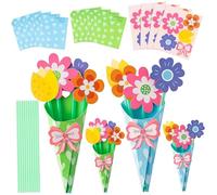 Pesoncarl 48 Set Paper Flowers for Crafts Fun DIY Paper Flower Bouquet Kit Mother's Day Craft Flowers Thankful Gift for Women Mom, Toys