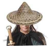 Pesoncarl Bamboo Hat 14 Inch Wide Brim Traditional Chinese Hat Natural Rustic Asian for Farmer, Fisherman Cosplay for Samurai, Swordman, Stage