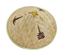 Pesoncarl Bamboo Hat for Women Men Chinese Oriental Hat Bamboo Sun Weave Braided with Adjustable Windproof Rope Cone Peak Fishing for Tourism Farming Stage Prop, Summer
