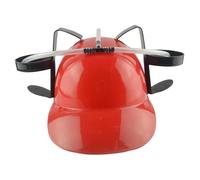 Pesoncarl Beer Hat Drinking Hat Fun Drink Safe Plsatic Drinking Helmet with Can Holder and Straw, Funny for Beer Soda Party Football Games Novelty Red for Party