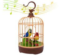 Pesoncarl Bird Toys for Kids Singing & Moving Lifelike Talking Bird with Light in Cage Voice-Activated Fun for Room Desk Party Favour