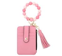 Pesoncarl Boho Beaded Wallet Keychain with Tassel - Women's Wristlet Keychain Wallet with Card Slots & Bohemian Style Beaded Bracelet, Style-3