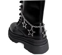 Pesoncarl Boot Chains Hollow Stars Shoelace Charm Stylish Y2K Metal Chain with Clasp DIY Accessories for Women Girls Christmas Gifts, Silver