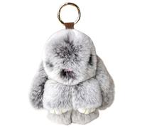 Pesoncarl Bunny Keychain Grey Soft Rabbit Doll Fluffy Bunny Keychain with Metal Buckle Cute Bag Charm Kawaii Stuffed Animal Keychain for Handbags, Backpacks, Cell Phones, Cars